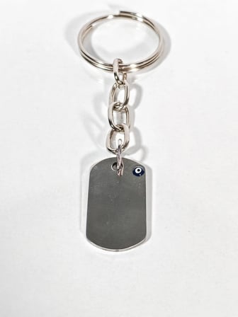 Nazar Boncuklu Kişiselleştirilebilir Boş Metal Plaka Anahtarlık - Lazer Kazımaya Uygun