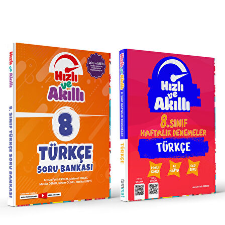 Tammat 8.Sınıf Türkçe Hızlı ve Akıllı Soru Bankası ve Haftalık Deneme Seti 2 Kitap