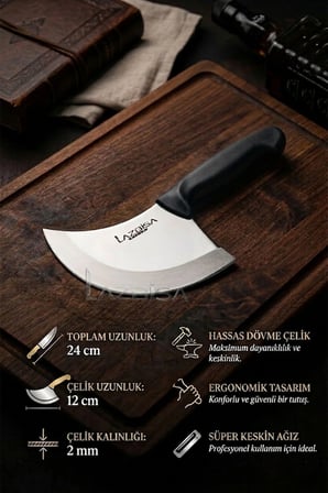 Silver Serisi 3 lü Mutfak Bıçağı Pizza Börek Bıçağı Tavuk Kıyma Satırı Pide Salata Mutfak Bıçak Siyah Sap ( Mft-927)
