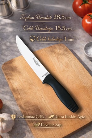 Eco Serisi Mutfak Bıçak Seti Et Ekmek Sebze Pizza Salata Pide Şef Bıçağı 3 Parça Set ( Mft-4536)