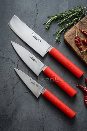 Asia Serisi Mutfak Şef Bıçağı Seti Et Ekmek Sebze Şef Bıçak 3 Lü Set Günlük Kullanım ( Mtf-346)