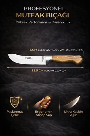 Hand Craft Mutfak Bıçak Seti Et Ekmek Sebze Bıçağı 3 Lü Set Günlük Kullanım ( Mtf-033 )