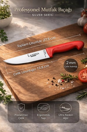 Silver Serisi Mutfak Bıçak Seti Et Ekmek Sebze Bıçağı 3 Lü Set Günlük Kullanım ( Mtf-220)