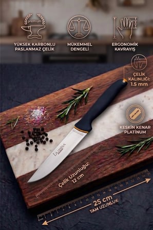 Platinum Serisi Mutfak Bıçak Seti Et Ekmek Sebze Meyve Bıçağı 4 Lü Set Günlük Kullanım (MFT-019)