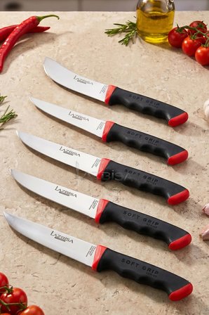 Soft Grip Mutfak Bıçak Seti Et Ekmek Sebze Bıçağı 5 Li Set Günlük Kullanım ( Mtf-784 )