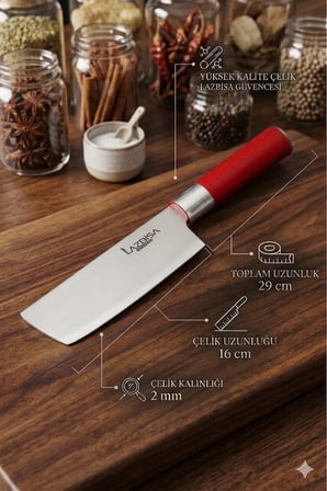 Red Craft Serisi Mutfak Şef Bıçak Seti Et Ekmek Sebze Şef Bıçağı 4 Lü Set Günlük Kullanım (MFT-271)