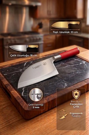 Red Craft Serisi Mutfak Şef Bıçak Seti Et Ekmek Sebze Bıçağı 4 Lü Set Günlük Kullanım (MFT-325)