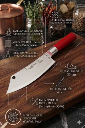 Red Craft Serisi Mutfak Şef Bıçak Seti Et Ekmek Sebze Bıçağı Günlük Kullanım (MFT-002)
