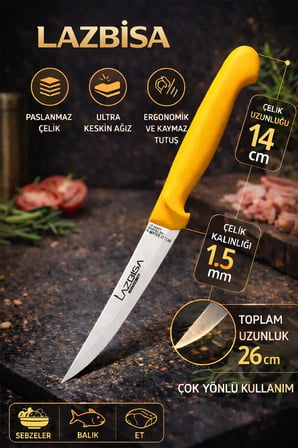 Gold Serisi Mutfak Bıçak Seti Et Ekmek Sebze Bıçağı 3 Lü Set Günlük Kullanım ( Mtf-006)