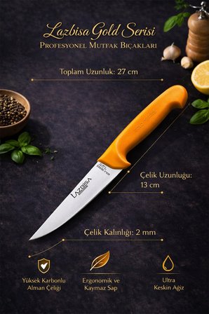 Gold Serisi Mutfak Bıçak Fileto Bıçağı Steak Bıçak Et Balık Tavuk Kesme Fileto Bıçağı 2 Li Set ( Mft-020 )