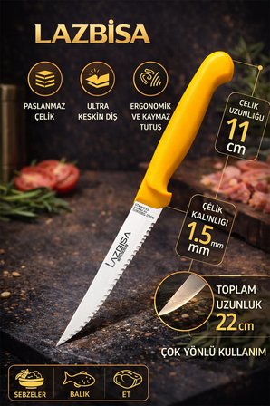 Gold Serisi Mutfak Bıçak Seti Et Ekmek Sebze Meyve Bıçağı 4 Lü Set Günlük Kullanım ( Mtf-004)