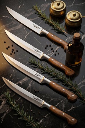 Hand Craft Mutfak Bıçak Seti Et Ekmek Sebze Meyve Doğrama Bıçağı 4 Lü Günlük Kullanım ( Mtf-070 )