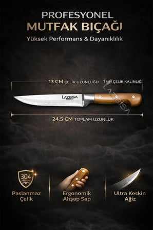 Hand Craft Mutfak Bıçak Seti Et Ekmek Sebze Meyve Doğrama Bıçağı 4 Lü Günlük Kullanım ( Mtf-070 )