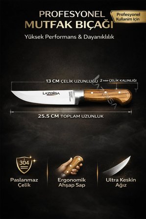 Hand Craft Mutfak Bıçak Seti Et Ekmek Sebze Bıçağı 5 Li Set Günlük Kullanım ( Mtf-037 )