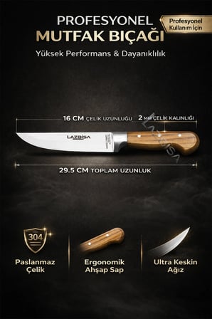 Hand Craft Mutfak Bıçak Seti Et Ekmek Sebze Bıçağı 5 Li Set Günlük Kullanım ( Mtf-037 )