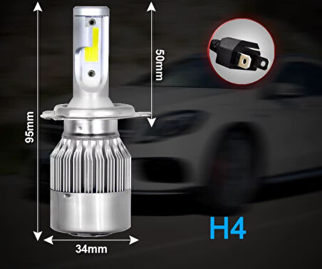 H4 Şimşek Etkili Led Xenon 6000K Beyaz