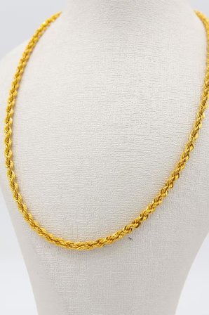 22 Ayar Altın 3mm Halat 60 CM Kadın Zincir LZNC1025