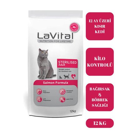 LaVital Somonlu Kısırlaştırılmış Kedi Maması 12 Kg