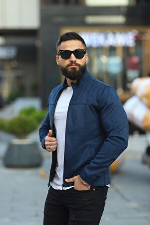 Premium Örme Triko Kol Dik Yaka Süet Ceket