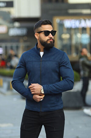 Premium Örme Triko Kol Dik Yaka Süet Ceket