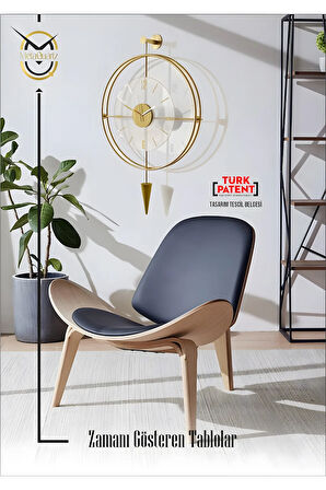 Büyük Boy (50X90CM)-exclusive (laclock Konikli Gold )şeffaf Tamperli Cam Metal (MOBİLYA) Duvar Saati