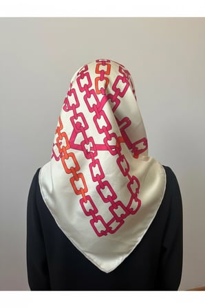 Parlak Royan Eşarp Beyaz Krem