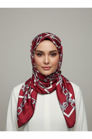 Parlak Royan Eşarp (Kırmızı Turuncu ve Tarçın)
