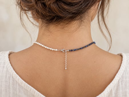Gerçek İnci ve Lapis Lazuli Kolye