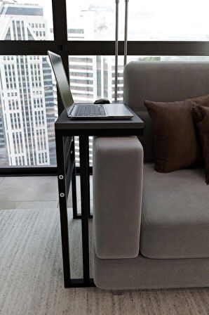 Metal Ayaklı Yan Sehpa – Laptop Sehpası Çalışma Masası, Kahvaltı Masası, Çok Amaçlı Salon ve Ofis Kullanımı (56x30x65 cm)