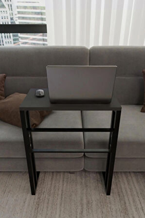 Metal Ayaklı Yan Sehpa – Laptop Sehpası Çalışma Masası, Kahvaltı Masası, Çok Amaçlı Salon ve Ofis Kullanımı (56x30x65 cm)
