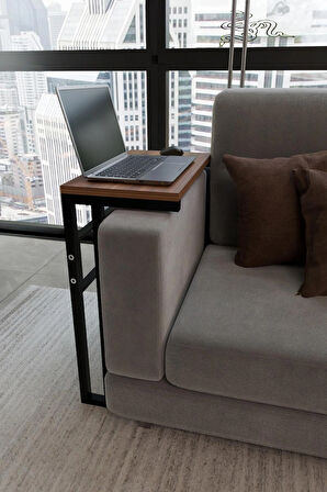Metal Ayaklı Yan Sehpa – Laptop Sehpası Çalışma Masası, Kahvaltı Masası, Çok Amaçlı Salon ve Ofis Kullanımı (56x30x65 cm)