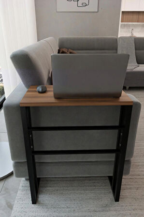 Metal Ayaklı Yan Sehpa – Laptop Sehpası Çalışma Masası, Kahvaltı Masası, Çok Amaçlı Salon ve Ofis Kullanımı (56x30x65 cm)