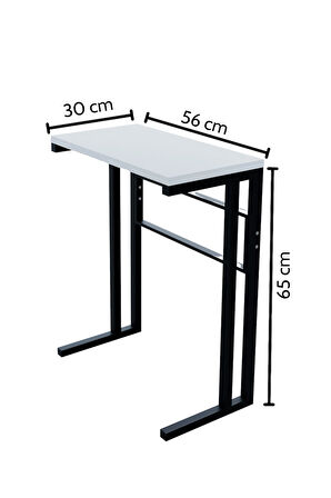 Metal Ayaklı Yan Sehpa – Laptop Sehpası Çalışma Masası, Kahvaltı Masası, Çok Amaçlı Salon ve Ofis Kullanımı (56x30x65 cm)