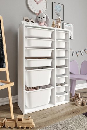 %100 MDF - Large Duo 14 Sepetli Oyuncak Dolabı