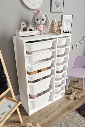 %100 MDF - Large Duo 14 Sepetli Oyuncak Dolabı