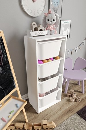 %100 MDF - Large Mono 4 Büyük Sepetli Oyuncak Dolabı