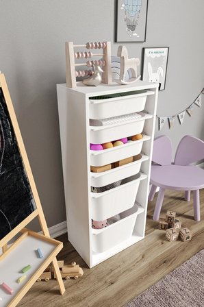 %100 MDF - Large Mono 6 Sepetli Oyuncak Dolabı