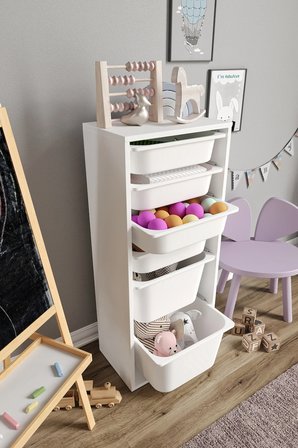 %100 MDF - Large Mono 6 Sepetli Oyuncak Dolabı