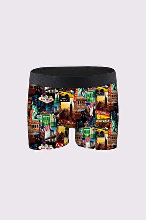 3'lü Erkek Desenli Boxer Paketleri %95 Pamuk Premium Collection - Çok Renkli