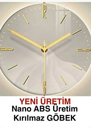 Büyük Boy Laviento Siyah (BEYAZ KADRAN) Pilli Led - Modern Dekoratif Metal Cam Ayna Duvar Saati