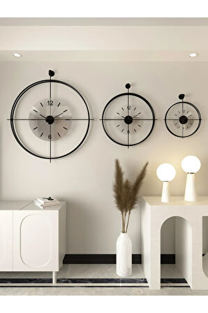 Büyük Boy Laviento Siyah ( Şeffaf Cam ) - Led Yok -50x65 Cm - Modern Dekoratif Metal Duvar Saati
