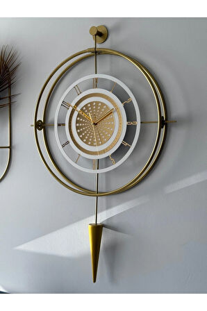 Gold - VALENCİA Exclusive - ( Kablosuz PİLLİ LED ) - Chakra Dizayn - Metal (mobilya) Duvar Saati