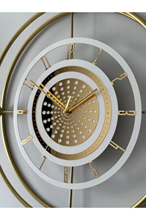 Gold - VALENCİA Exclusive - ( Kablosuz PİLLİ LED ) - Chakra Dizayn - Metal (mobilya) Duvar Saati