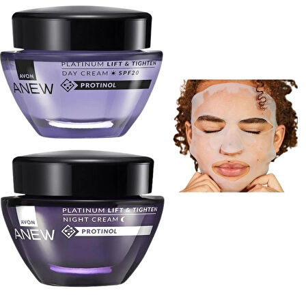 Avon Anew Platinum Gündüz -Gece Kremi ve Silikon Yüz Maskesi 3lü Set