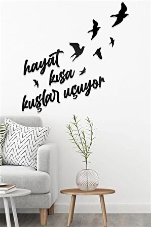 Lazer Kesim Ahşap Hayat Kısa Kuşlar Uçuyor Dekoratif Duvar Süsü