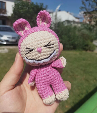 Amigurumi labubu oyuncak pembe minik