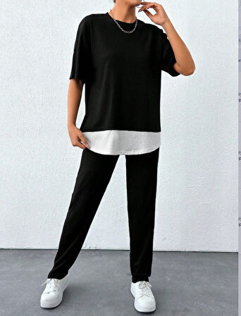 Livizmir Moda Kadın Bisiklet Yaka Atlet Detay Bürümcük Kumaş Ikili Takım