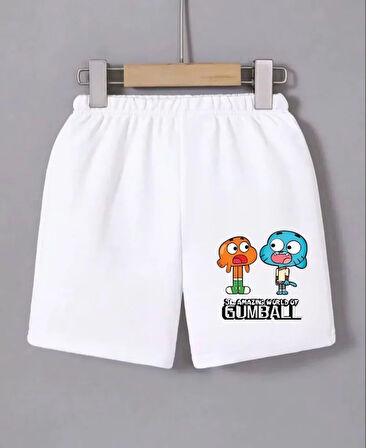 Livizmir Moda Beli Lastikli Baskılı Mini Şort - Beyaz