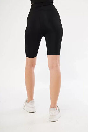 Livizmir Moda Yüksel Bel Dalgıç Biker Şort - Siyah