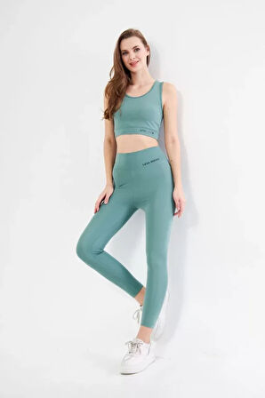 Livizmir Moda Dalgıç Croplu Taytlı Takım - Buz Mavisi